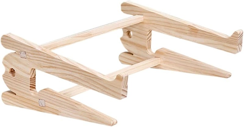 Wooden Laptop Cooling Stand Dual Layer Holder for 15 to 17 6 Inch Notebooks - Image 1
